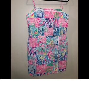 Lilly Pulitzer Pink, Blue & Green Patchwork Print Sleeveless Romper